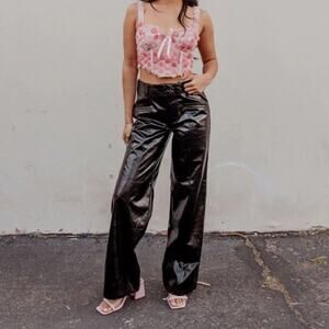 Free People Star-Crossed Lovers Vegan Straight-Leg Pants in Black Size 10 Boho